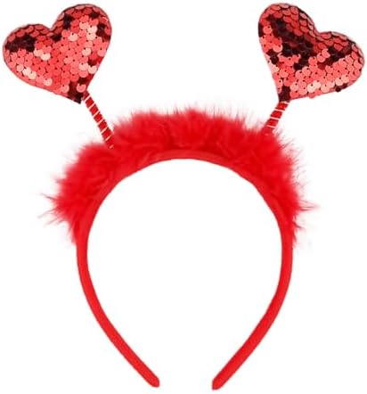 Amazon.com: Valentine Double Heart Headband Glitter Head Boppers